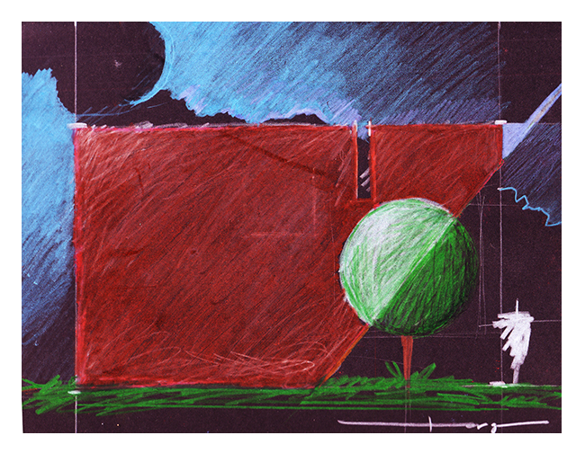 Red Airchitecture II, Color pencil on paper